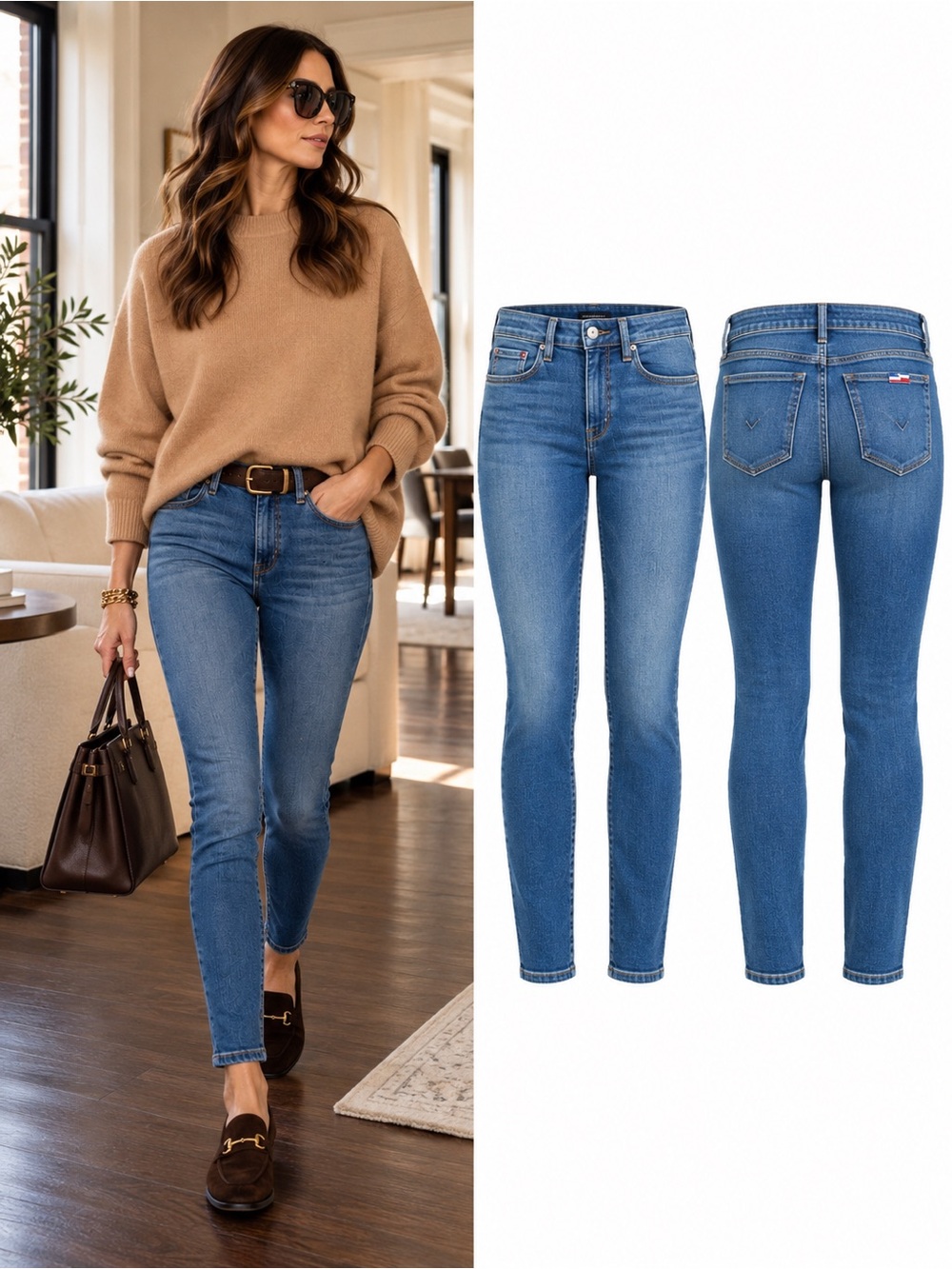 Hudson Natalie Bambi Mid Rise Super Skinny Jeans Blue Size 29